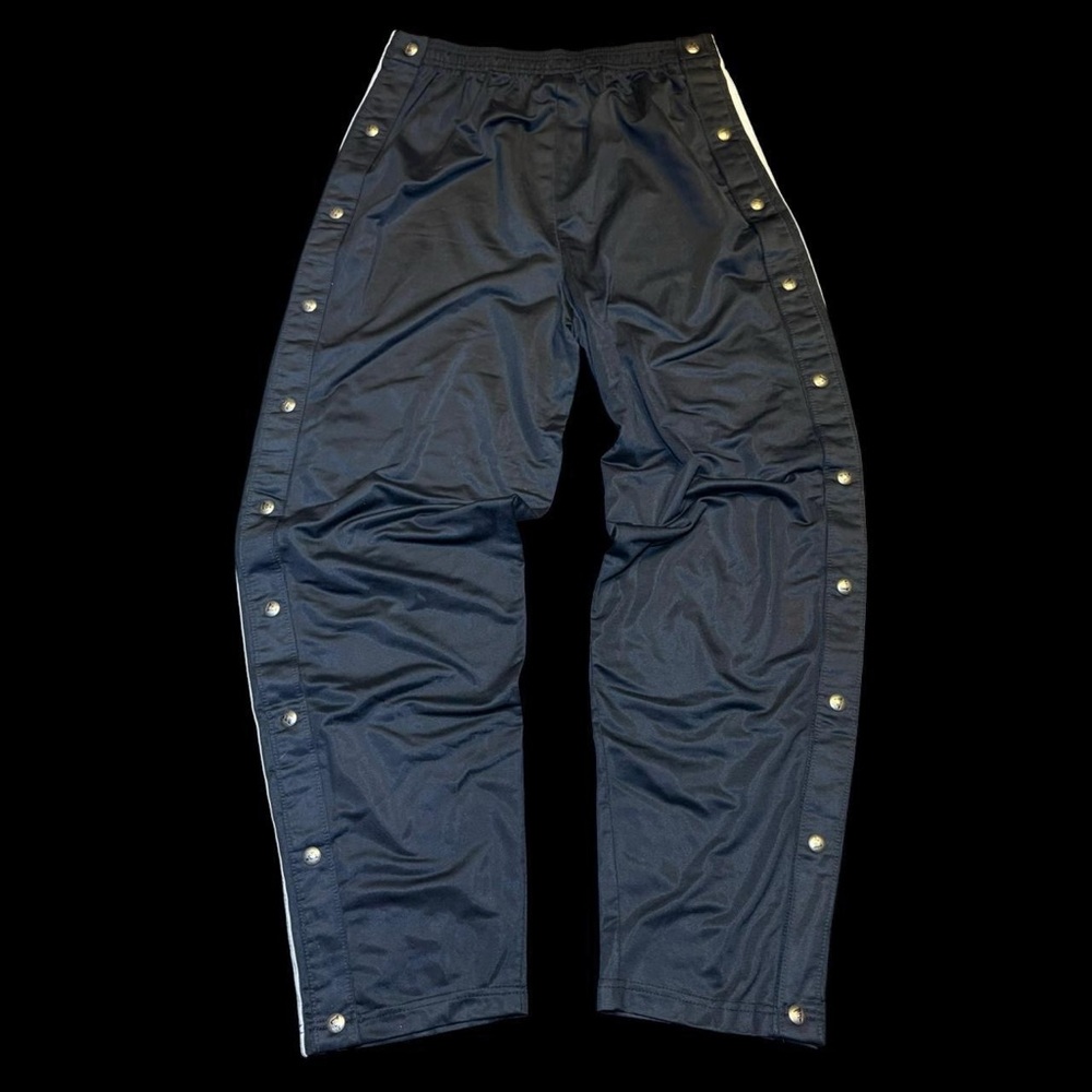 Black Snap-Button Track Pants